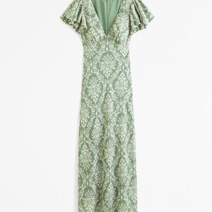 ABERCROMBIE Elegant Green Patterned Dress